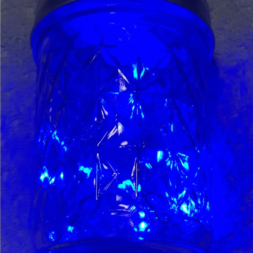 BLUE 1/2 PINT MASON JAR w/ LED FAIRY-LIGHTS/HANDMADE/NWT - Picture 3 of 11